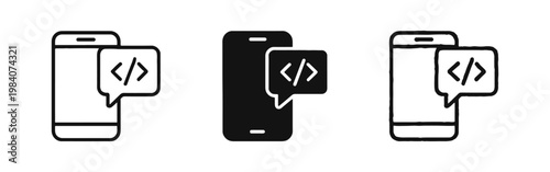 Mobile Coding and Web Development Icon Set for Smartphone