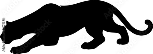 Black Panther Silhouette Prowling and Stalking Vector Illustration
