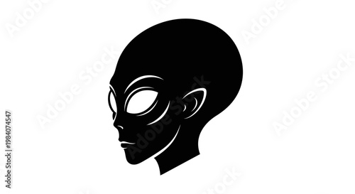 Black silhouette of alien head.
