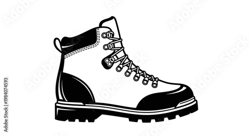 Black and white hiking boot shoe.