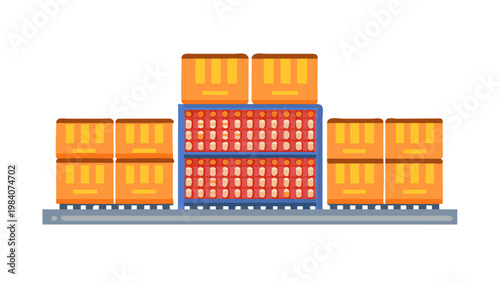 View of stacked industrial containers in storage area
