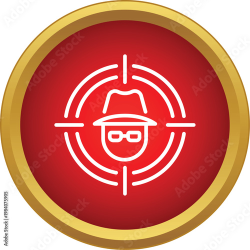 Hacker wearing a hat and glasses targeted within a red circle