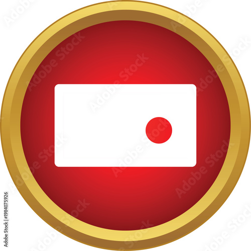 Free Download White rectangular element with a red dot on a round red and gold button surface - GFXLoad