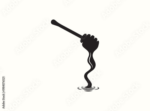 Isolated black outline of a honey dipper with motion lines for clean graphic design in cafe and restaurant branding and promotional materials