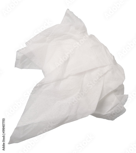 Crumpled White Tissue Paper Isolated on Transparent Background
