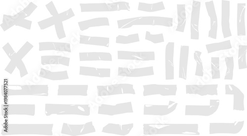 Ripped plastic wrap patch vector set with transparent cellophane strips for mockup