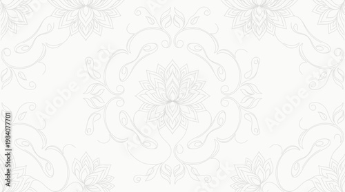 Elegant Damask Inspired Wallpaper Texture with Subtle Ornamental Pattern for Interior Design.