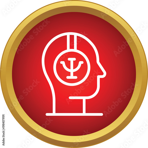 Human head outline with psi symbol inside representing mental health and cognitive science