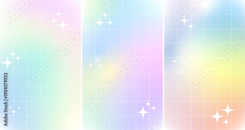 y2k wallpaper Iridescent gradient Mesh gradient background, Groovy retro checkered wavy background 90s 2000s with stars.	
