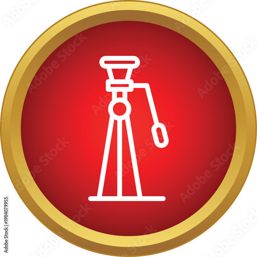 Mechanical jack lifting tool for automotive maintenance icon on a red background