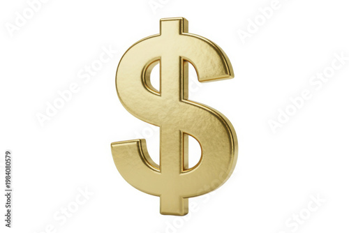 Golden dollar sign symbol on white background