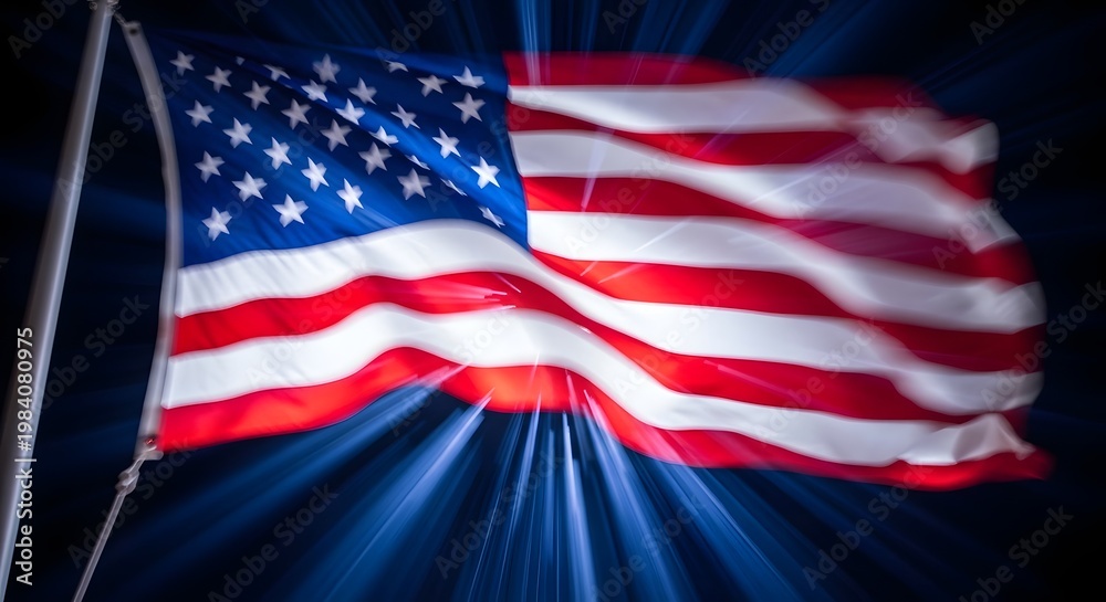 Naklejka premium Independence day celebration with the american flag waving high