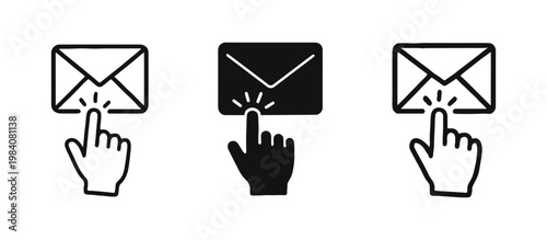 Billede på lærred Hand Cursor Clicking Email Message Icon Set