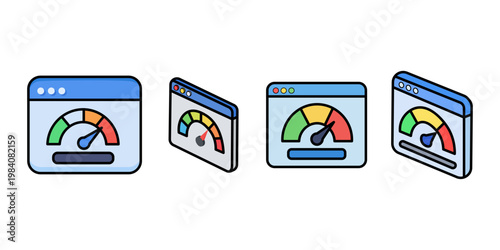 Browser Speed Performance Gauge Icon Set