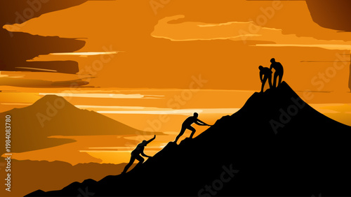 silhouette of a man standing on the top of the mountain