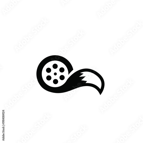 Fox Tail and Film Reel Creative Logo Design for Cinema and Media