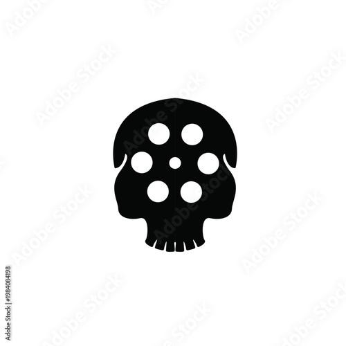 Stylized Black Skull with Lotus Root Internal Pattern Design