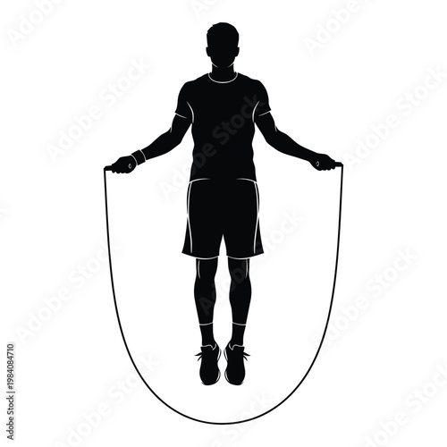 Man jumping rope in athletic wear for fitness and exercise routine  healthy lifestyle