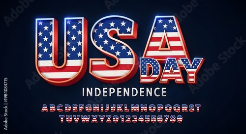Happy independence day usa patriotic american flag letters typography for july 4th celebrations