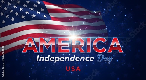 Happy independence day usa vibrant american flag background with 'america' text patriotic celebration