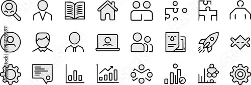 team line icons minimal vector symbols for corporate and learning