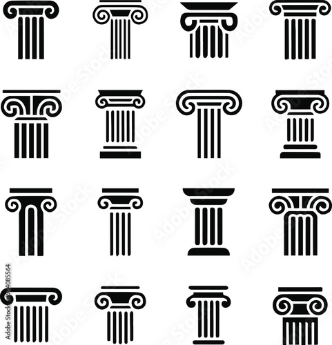 column capital designs variations ancient greek roman icons