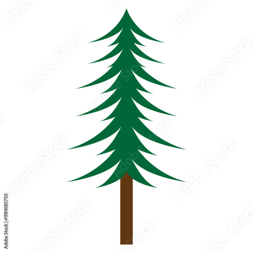 Adobe Stock illustration of a green pine tree with a brown trunk against a white background