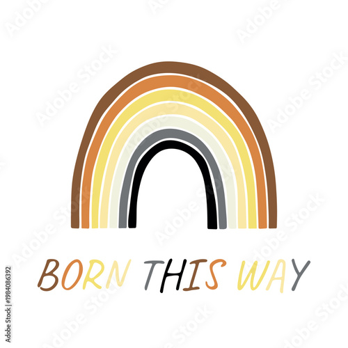 Colorful rainbow shape Bear brotherhood pride flag Happy pride day LGBTQIA community Pride Month Vector hand drawn doodle for posters, stickers, logo, cards