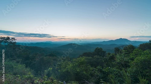 Time-lapse video of a beautiful sunset behind amoutain range in Lampang Province, Thailand.