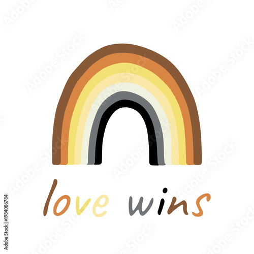 Colorful rainbow shape Bear brotherhood pride flag Happy pride day LGBTQIA community Pride Month Vector hand drawn doodle for posters, stickers, logo, cards