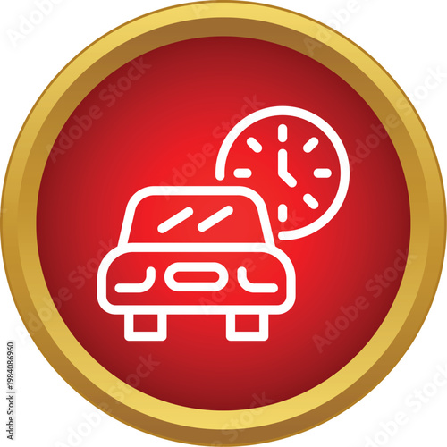 Car and clock symbol representing time limits for vehicle parking or rental