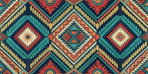 Juneteenth African Pattern Seamless Geometric Textile Design Red Green Black Background