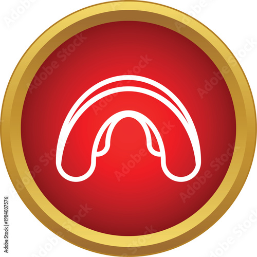 Mouth guard protecting teeth during sports as flat icon