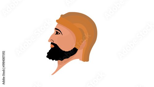 Cyrus the Great portrait, flat vector illustration