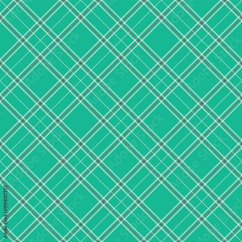 Seamless teal tartan plaid pattern classic textile design with intersecting lines for fabric and backgrounds simple and elegant vector illustration