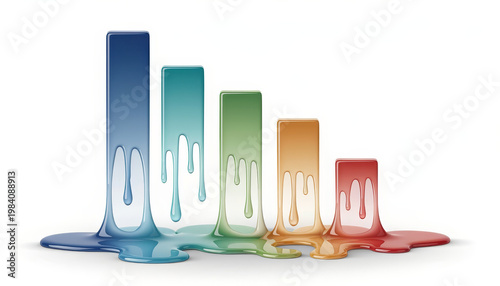 Bar chart melting downward stock market crash loss liquid finance decline infographic colorful melting bar chart dripping like liquid symbolizing stock market crash financial loss market decline