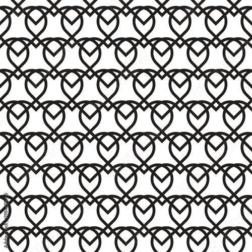 Seamless pattern of interlocking heart shapes a minimalist black and white graphic design for Valentines Day or romantic backgrounds vector illustration vector illustration