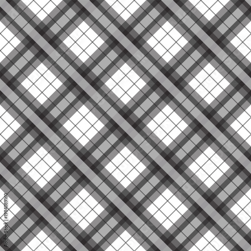 Seamless tartan pattern in gray and white classic plaid textile design for fashion and home decor abstract geometric background vector illustration