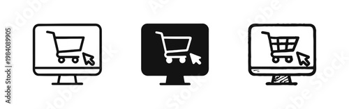 Online Shopping and Digital Store Checkout Cursor Icons