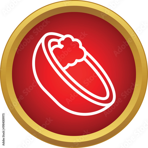 Shaving bowl with foam in a red circle on a white background