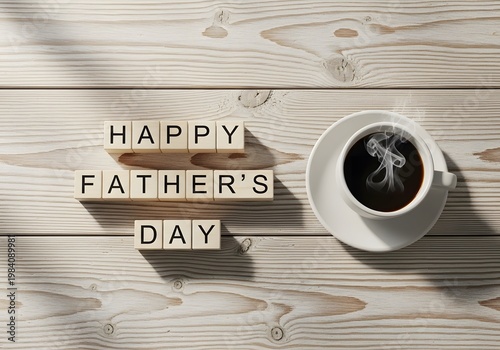 Happy father's day message with a vintage camera on wooden background