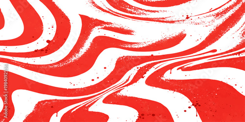 Abstract a hypnotic swirl of bold red and white, creating a captivating design, where fluid stripes dance across the frame, evoking a sense of dynamic movement and visual intrigue.