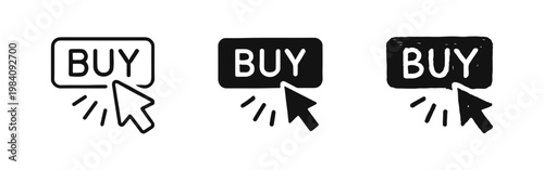 Buy Button Click Icon Set with Cursor Mouse Pointer