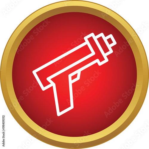 Weapon outline icon illustrating a firearm concept with a simple flat design