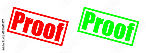 Red and green proof stamps on black background symbolizing approval and rejection