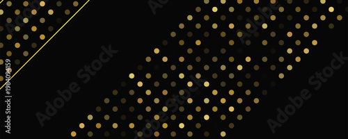 Dark background with golden lines and glittering dots