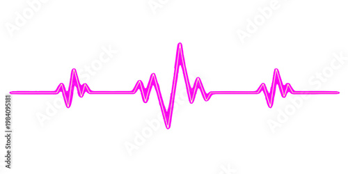 A medical cardiogram monitor displays a green EKG wave forming a heart shape to illustrate a healthy pulse rate and life frequency on a graphic electrocardiogram line