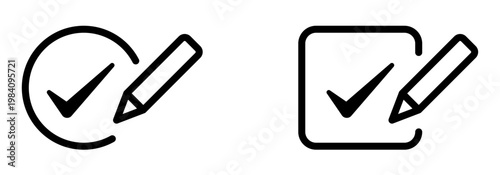 Checkbox Edit Icon. Check Box with Pen, Form Editing and Approval Concept