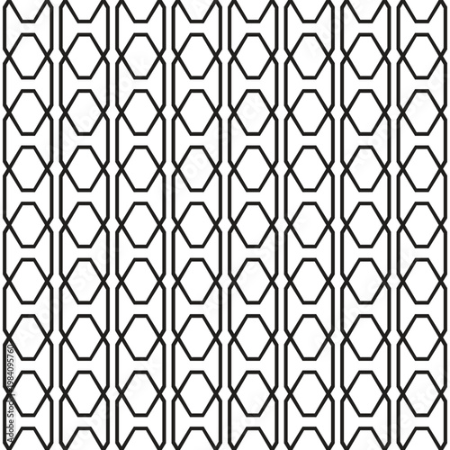 Seamless geometric pattern with repeating hexagonal shapes a minimalist black and white vector background for graphic design and textile prints vector illustration
