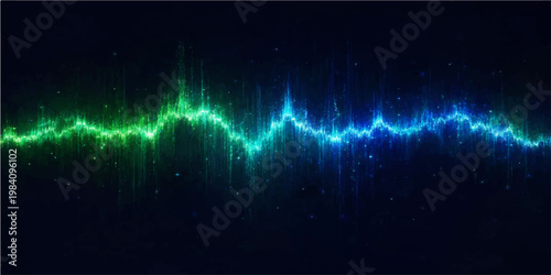 Abstract digital blue background featuring a medical heartbeat pulse line and EKG cardiogram wave monitor illustration for health technology